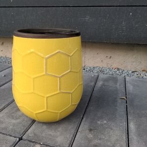 Yellow Honeycomb Ceramic planter pot